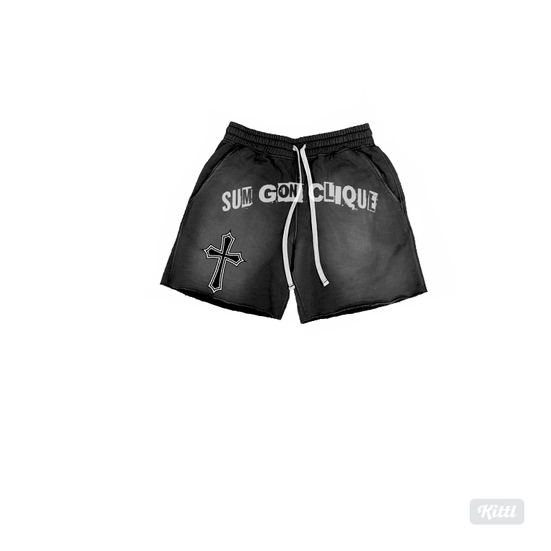 'Sum gon clique' washed shorts ( PREORDER )